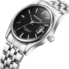 Серебристые металлические часы с чёрными часами Item Picture